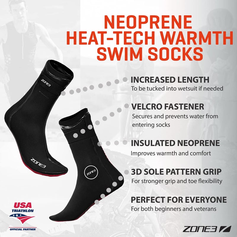 ZONE3 Neoprene Heat-Tech Warmth Swim Socks for Men/Women Open Water Swimming, Diving, Snokeling Thermal Wetsuit Socks - Image 2